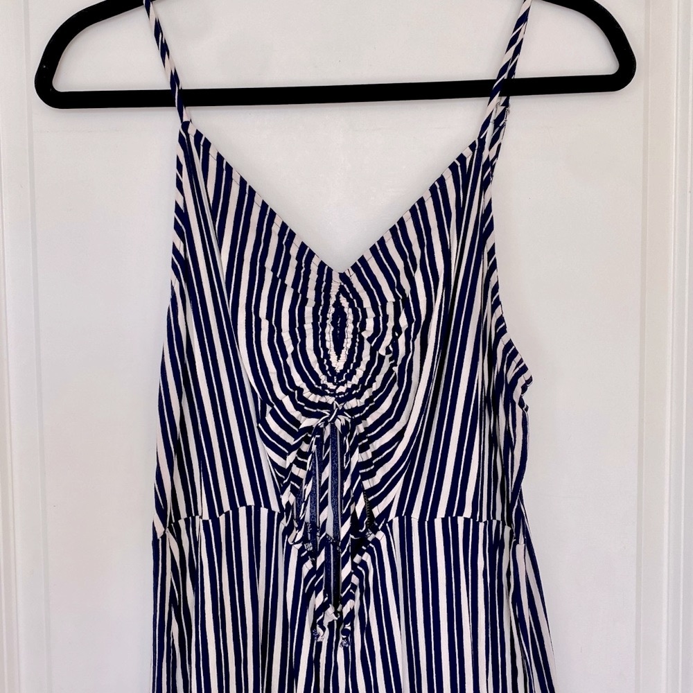 Cream/Navy Striped Jumpsuit- Large